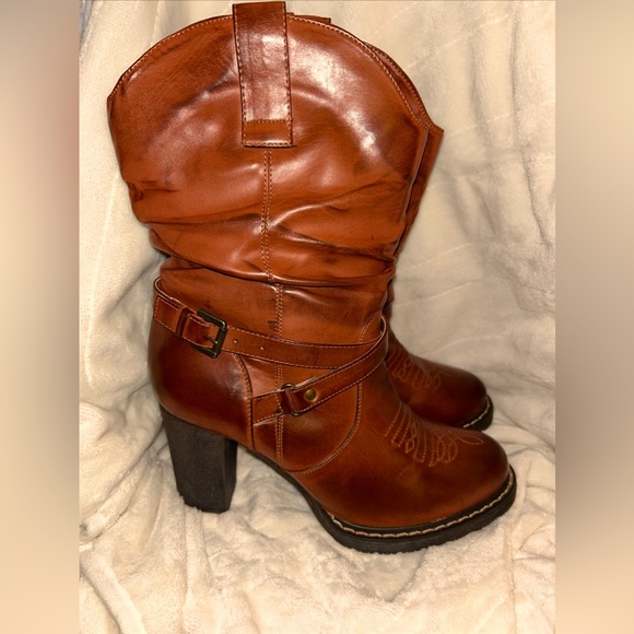 Roper Boots 10 M Brown Slouch Western Boot Vegan NWOB - Picture 11 of 12